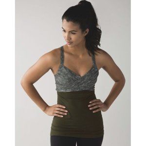 Lululemon Wrap it Up Tank Top Sports Bra Jazzy White Gator  Green‎ Size 4